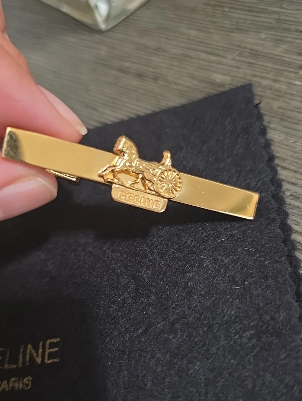 Authentic Vintage Celine Cufflinks And Tie Clip